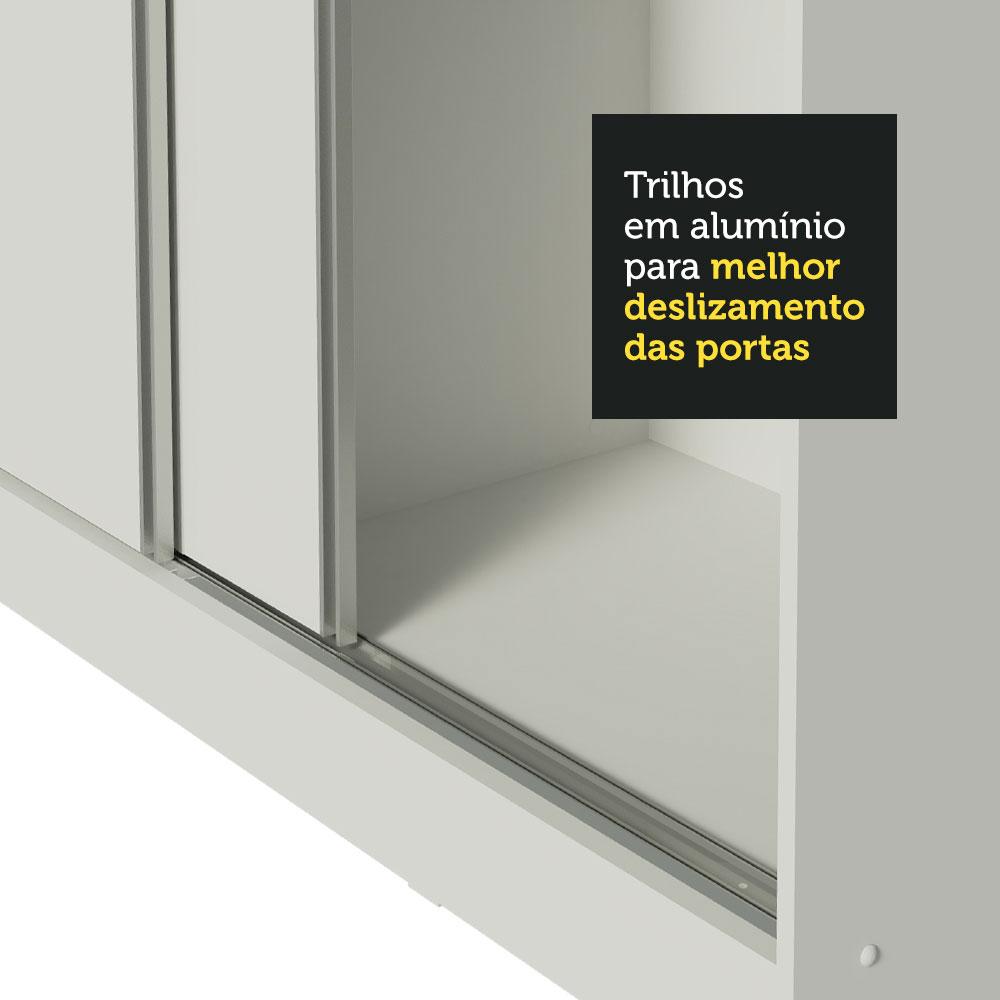 Guarda Roupa Casal 100% MDF Madesa Zurique 3 Portas de Correr com Pés - Branco