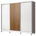 Guarda Roupa Casal 100% MDF Madesa Zurique 3 Portas de Correr com Pés - Branco/Branco/Rustic