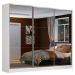 Guarda Roupa Casal 100% MDF Madesa Zurique 3 Portas de Correr de Espelho - Branco