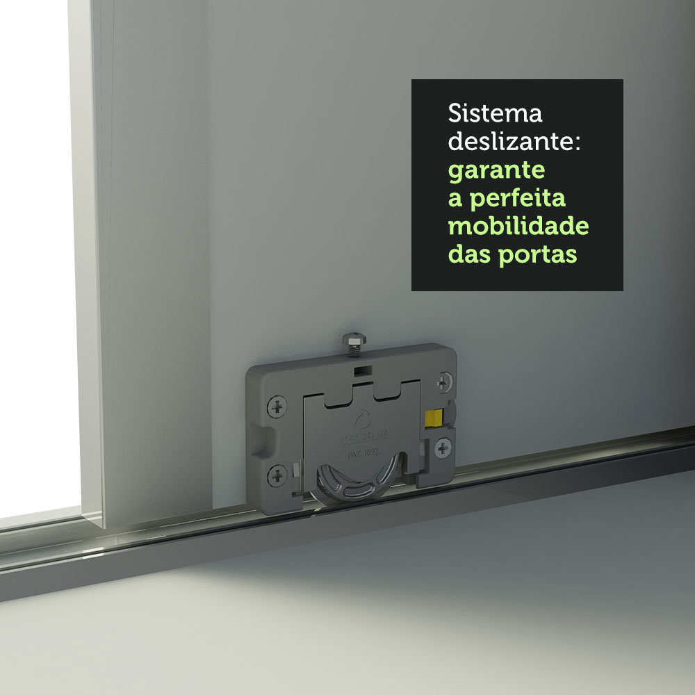 Guarda Roupa Casal 100% MDF com Espelho Madesa Royale 3 Portas de Correr