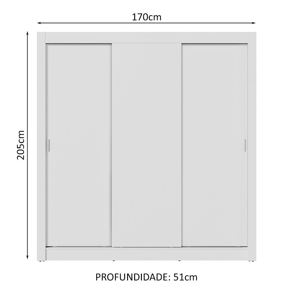 Guarda-Roupa Casal 3 Portas de Correr Branco Sublime Plus Madesa