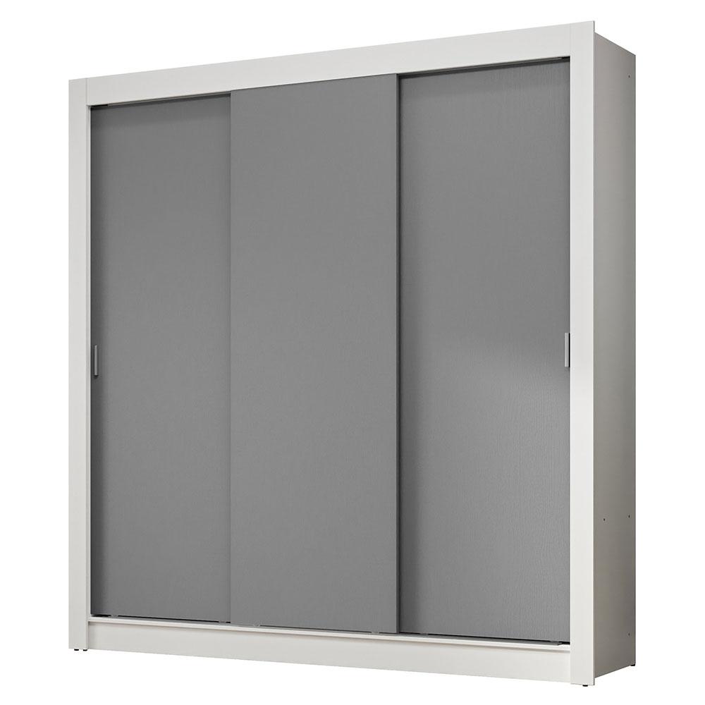 Guarda-Roupa Casal 3 Portas de Correr Branco/Cinza Nobre Madesa