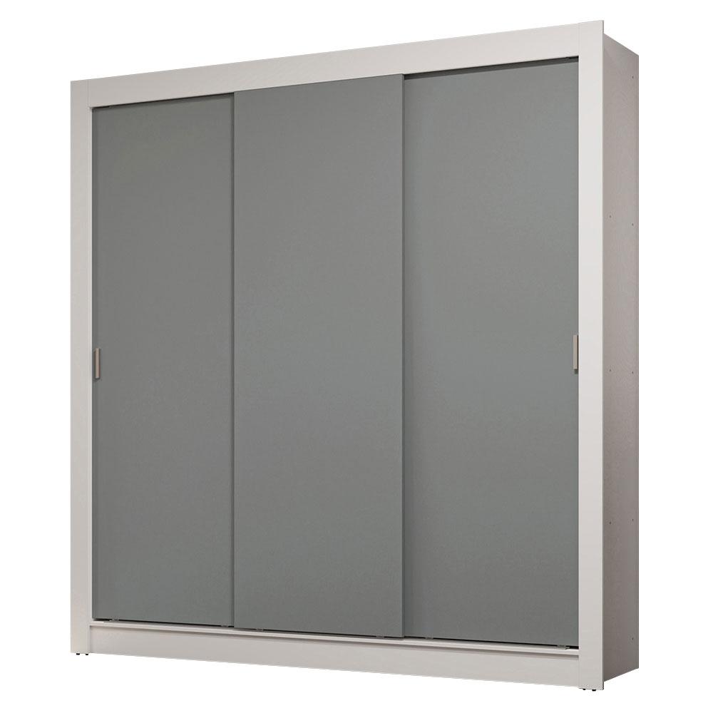Guarda-Roupa Casal 3 Portas de Correr Branco/Cinza Sublime Madesa