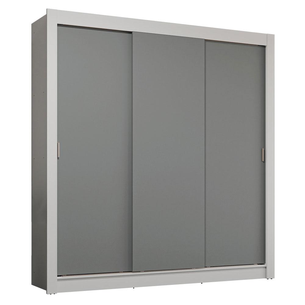 Guarda-Roupa Casal 3 Portas de Correr Branco/Cinza Sublime Plus Madesa