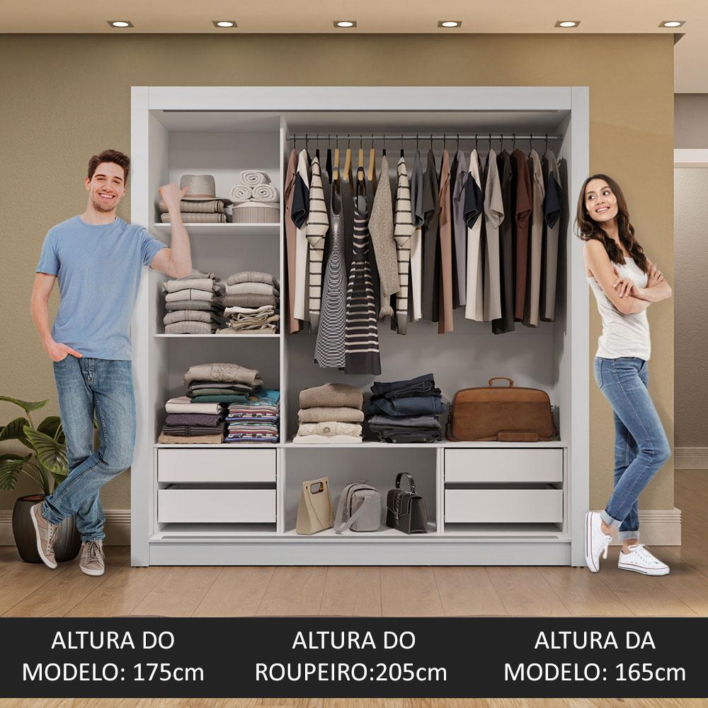 Guarda-Roupa Casal 3 Portas de Correr Branco/Cinza Sublime Plus Madesa