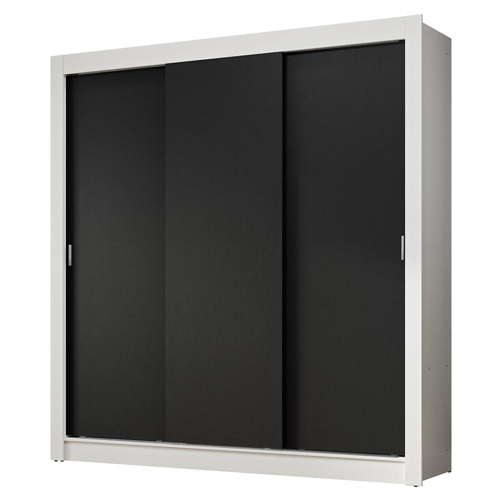 Guarda-Roupa Casal 3 Portas de Correr Branco/Preto Nobre Madesa