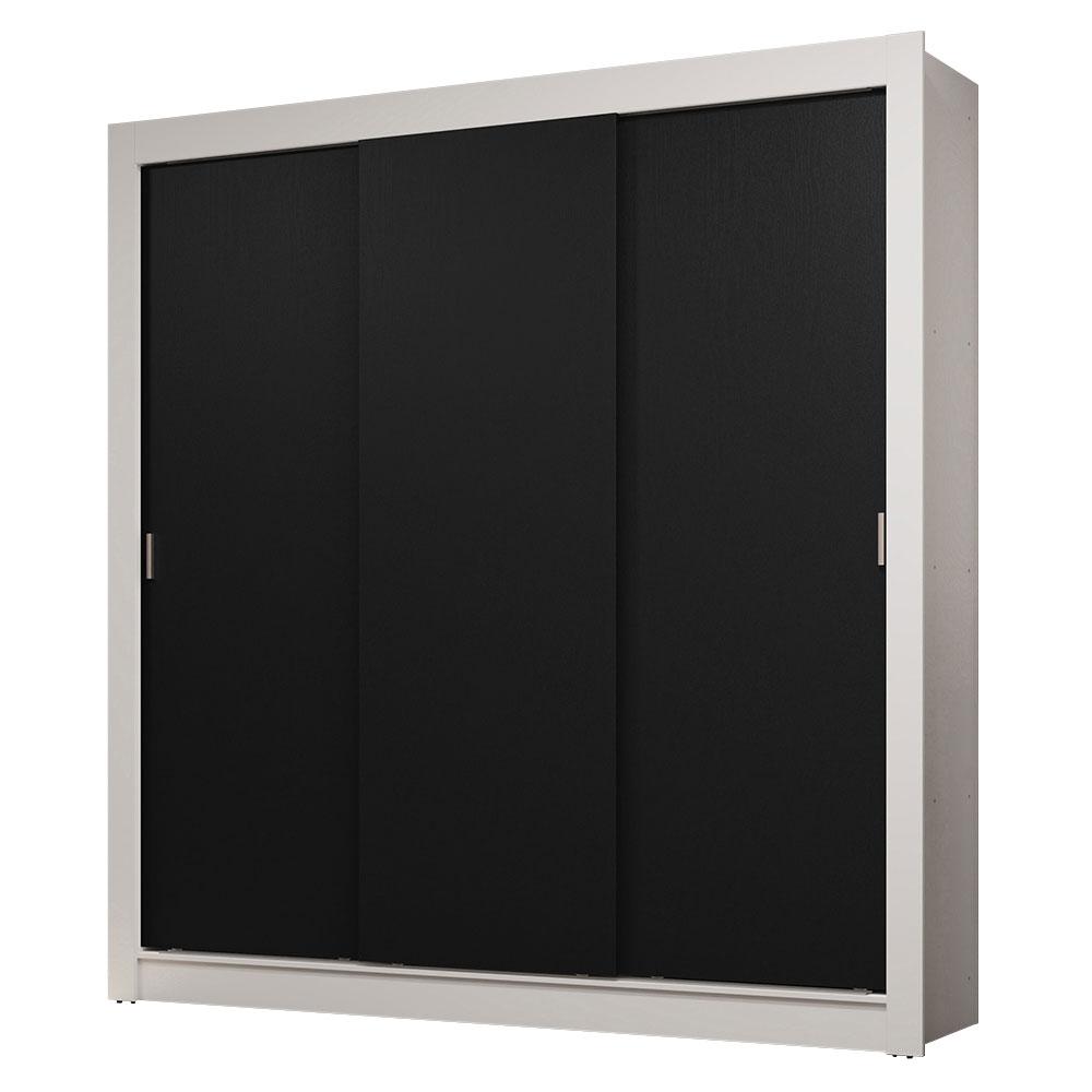 Guarda-Roupa Casal 3 Portas de Correr Branco/Preto Sublime Madesa