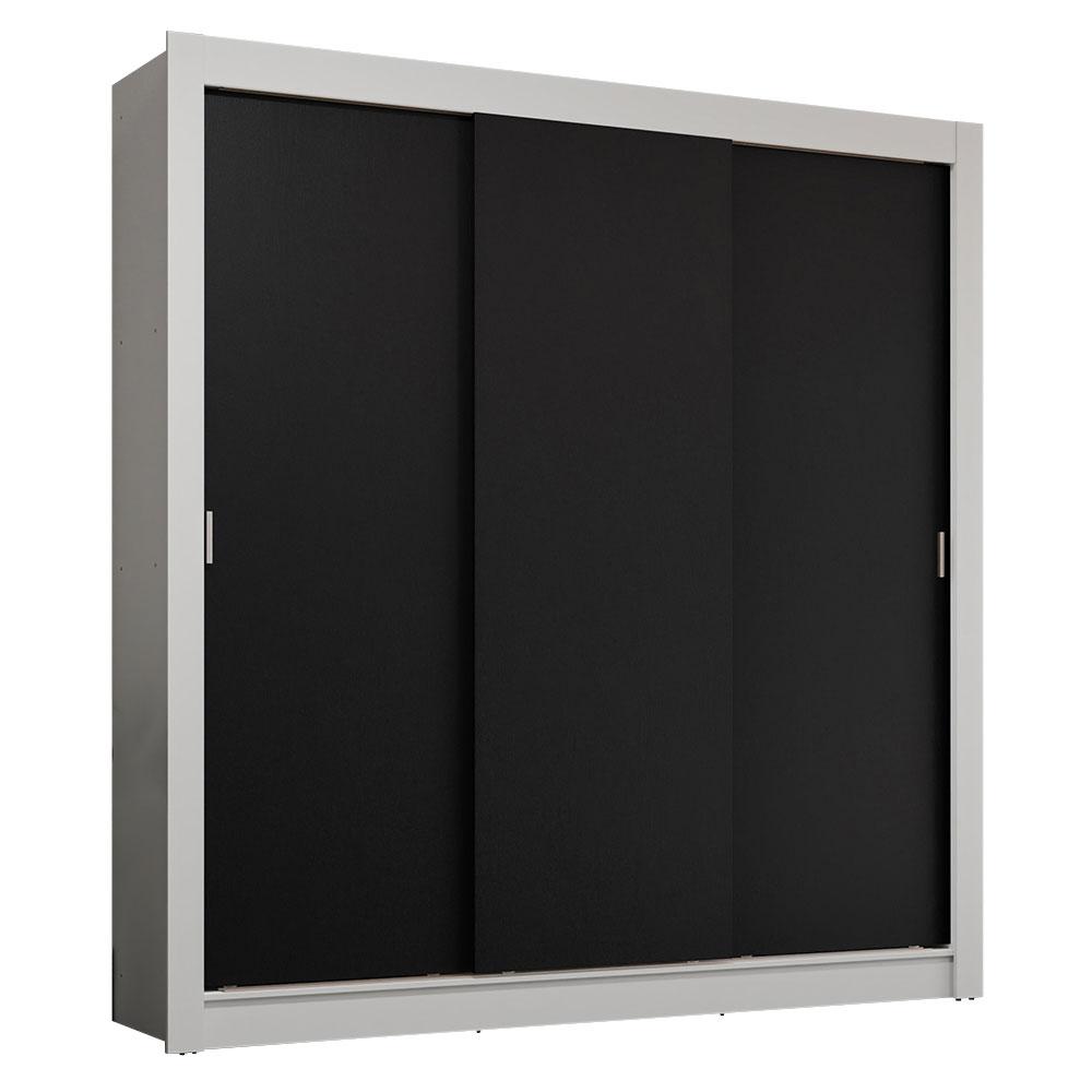 Guarda-Roupa Casal 3 Portas de Correr Branco/Preto Sublime Plus Madesa