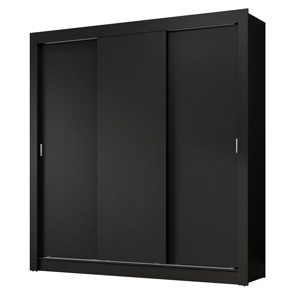 Guarda-Roupa Casal 3 Portas de Correr Preto Nobre Madesa
