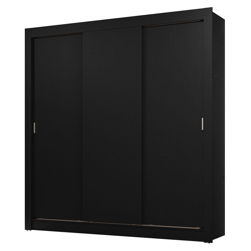 Guarda-Roupa Casal 3 Portas de Correr Preto Sublime Madesa