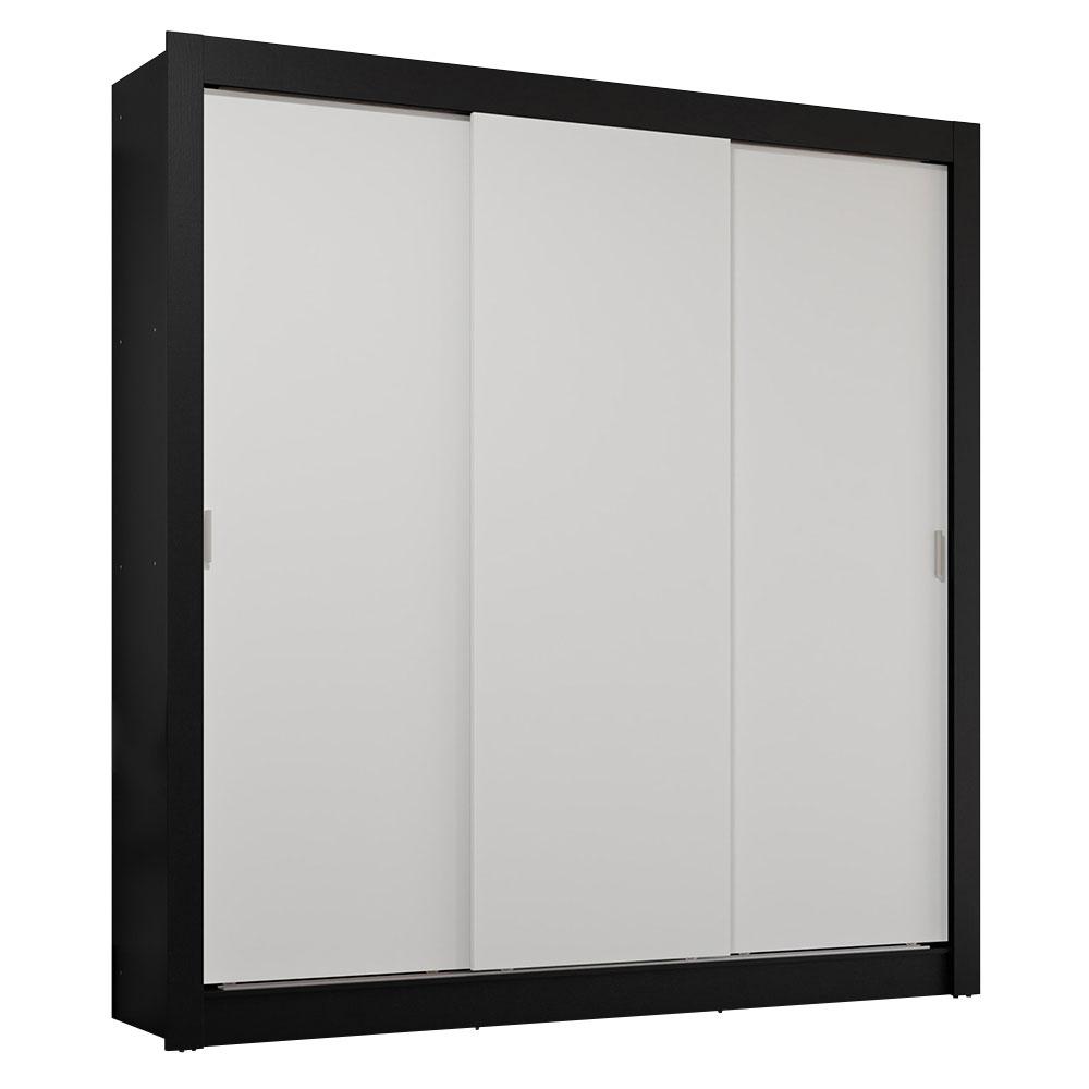 Guarda-Roupa Casal 3 Portas de Correr Preto/Branco Sublime Plus Madesa
