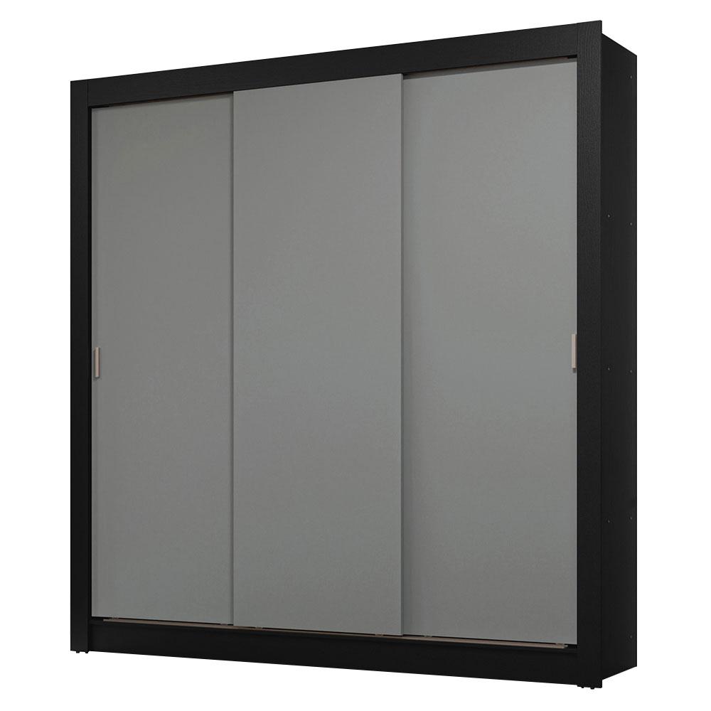 Guarda-Roupa Casal 3 Portas de Correr Preto/Cinza Sublime Madesa