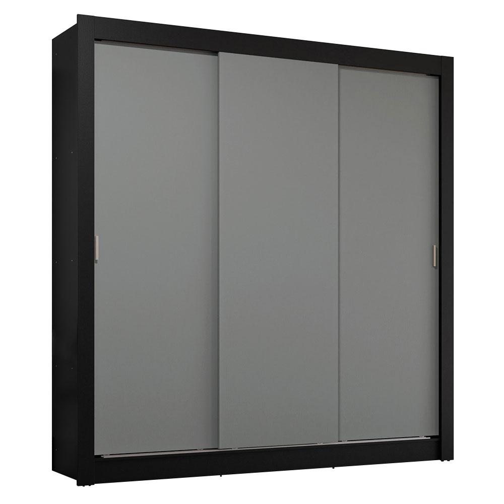 Guarda-Roupa Casal 3 Portas de Correr Preto/Cinza Sublime Plus Madesa