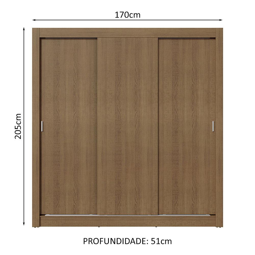 Guarda-Roupa Casal 3 Portas de Correr Rustic Sublime Madesa