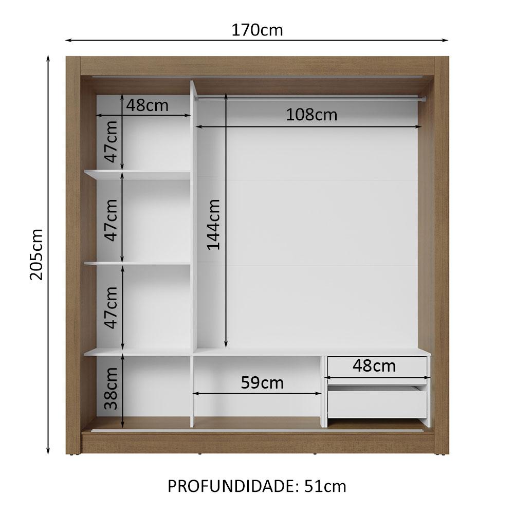 Guarda-Roupa Casal 3 Portas de Correr Rustic Sublime Madesa