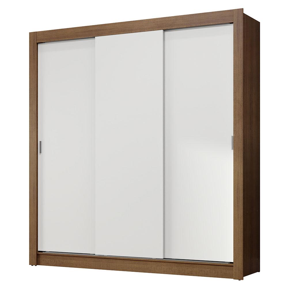 Guarda-Roupa Casal 3 Portas de Correr Rustic/Branco Nobre Madesa