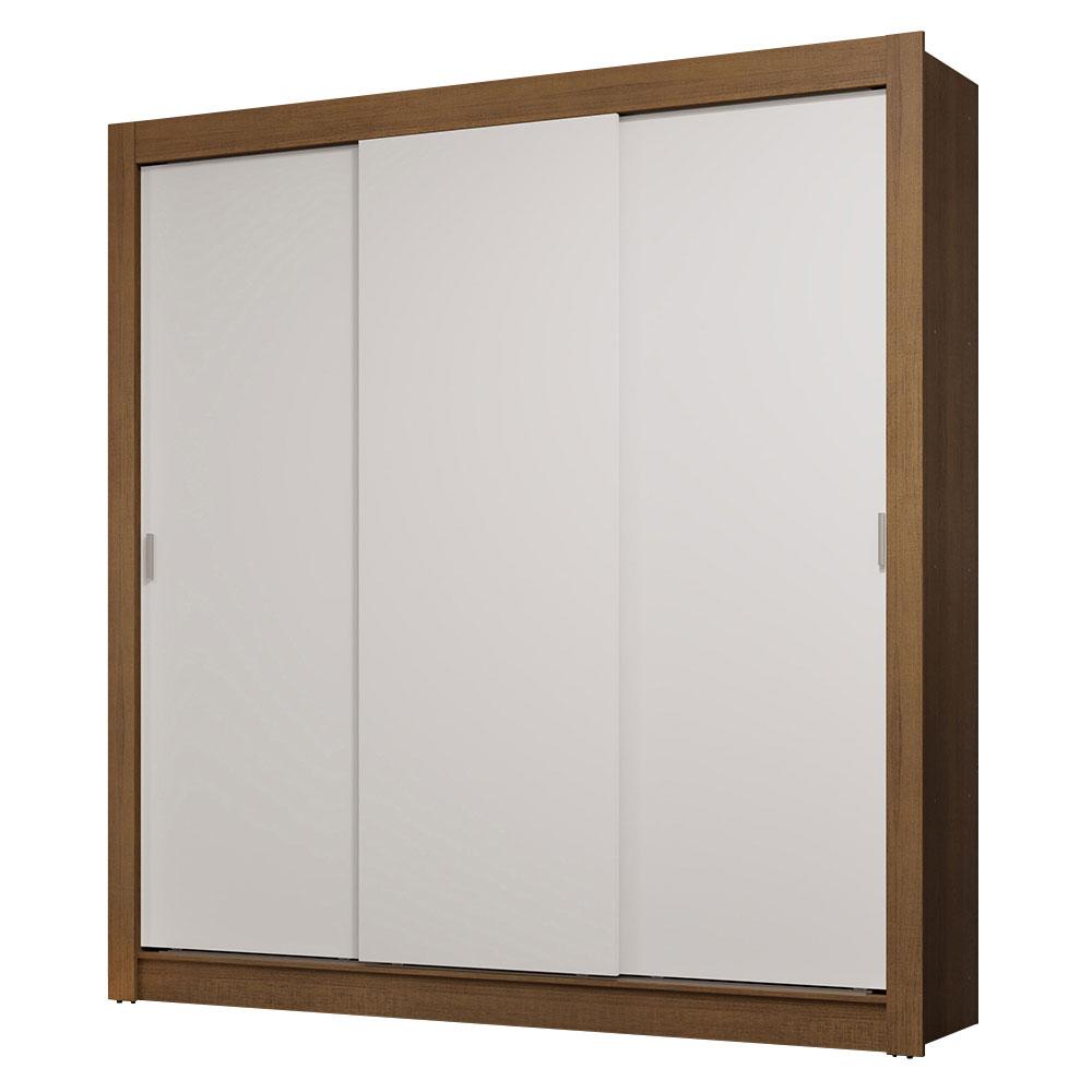 Guarda-Roupa Casal 3 Portas de Correr Rustic/Branco Sublime Madesa