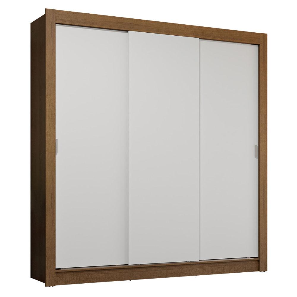Guarda-Roupa Casal 3 Portas de Correr Rustic/Branco Sublime Plus Madesa