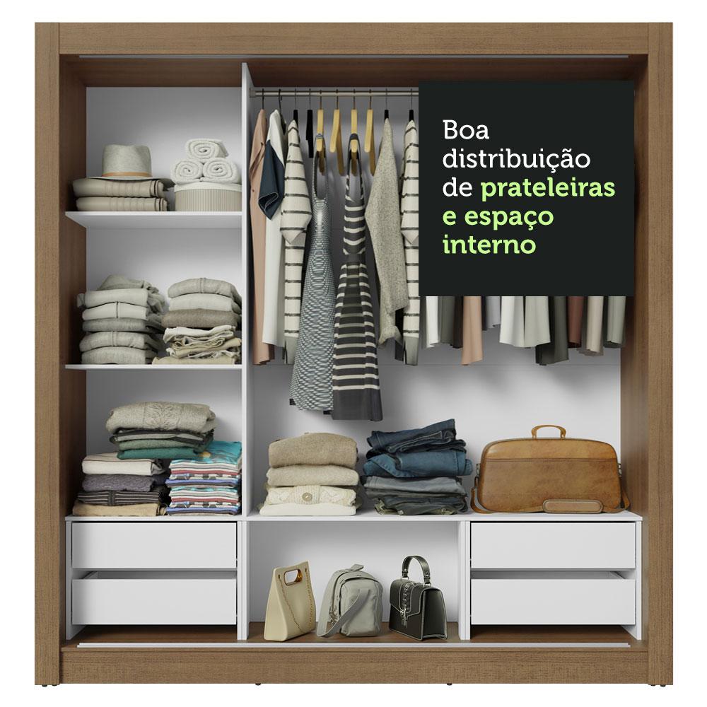 Guarda-Roupa Casal 3 Portas de Correr Rustic/Branco Sublime Plus Madesa