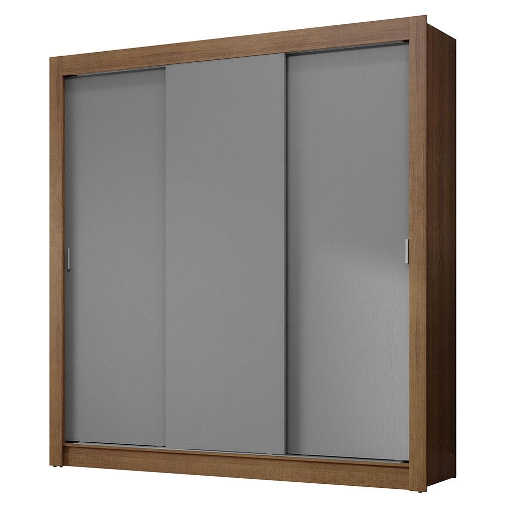 Guarda-Roupa Casal 3 Portas de Correr Rustic/Cinza Nobre Madesa