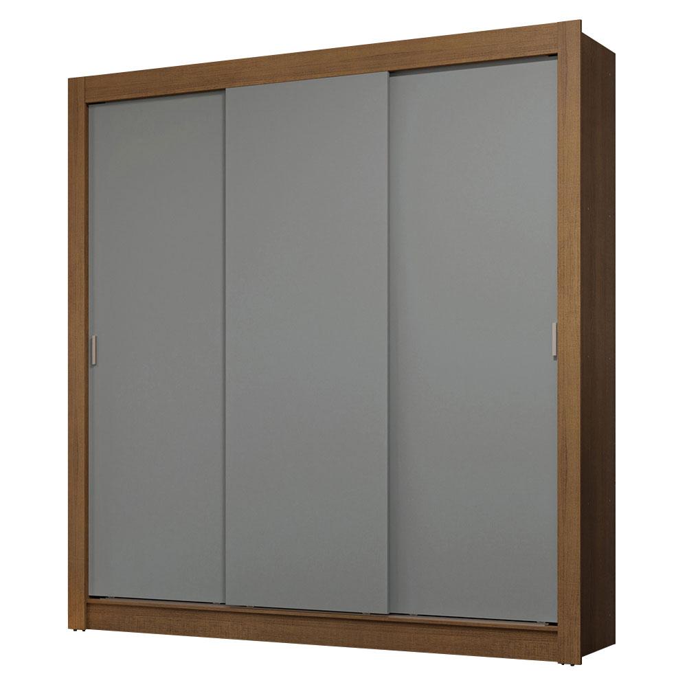 Guarda-Roupa Casal 3 Portas de Correr Rustic/Cinza Sublime Madesa