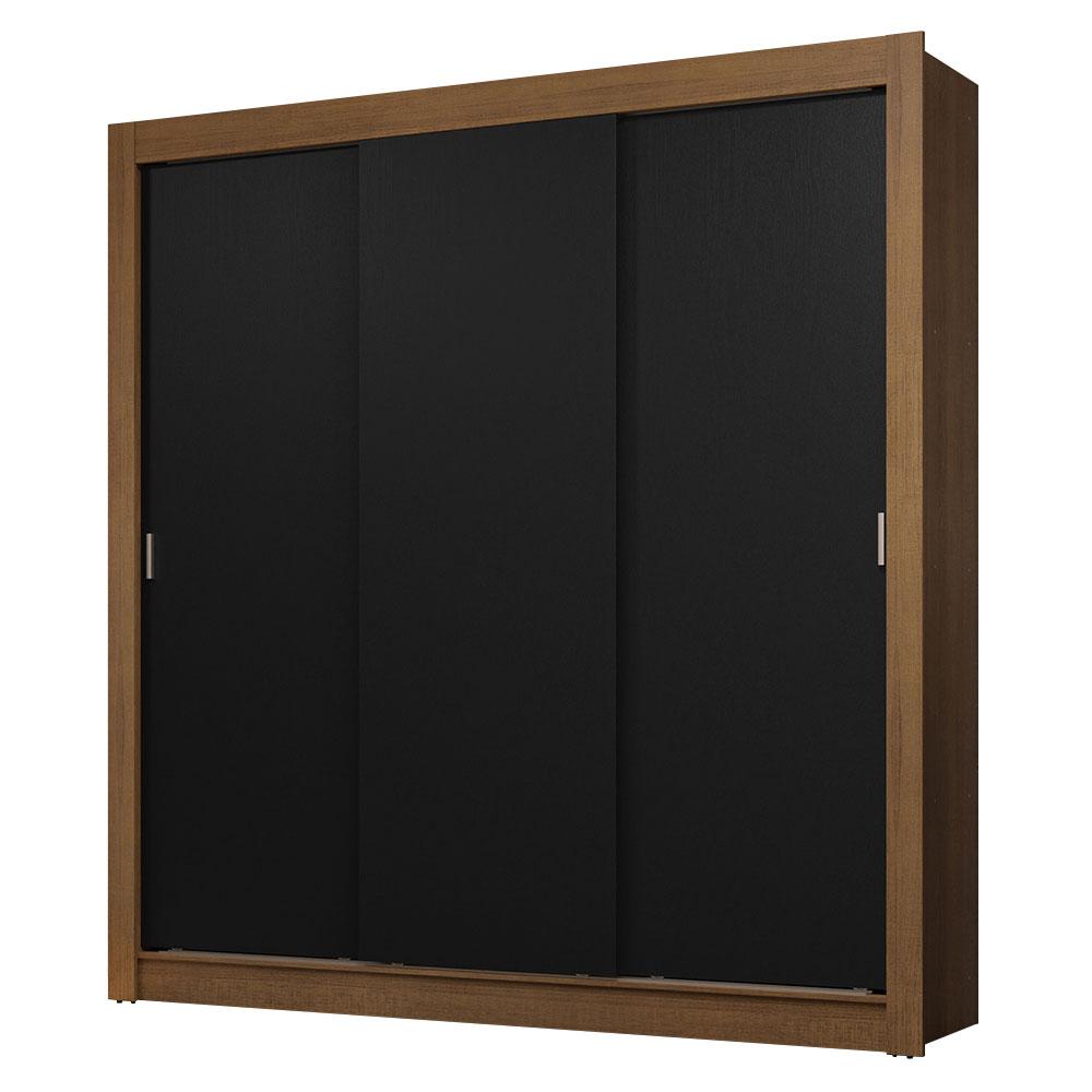 Guarda-Roupa Casal 3 Portas de Correr Rustic/Preto Sublime Madesa