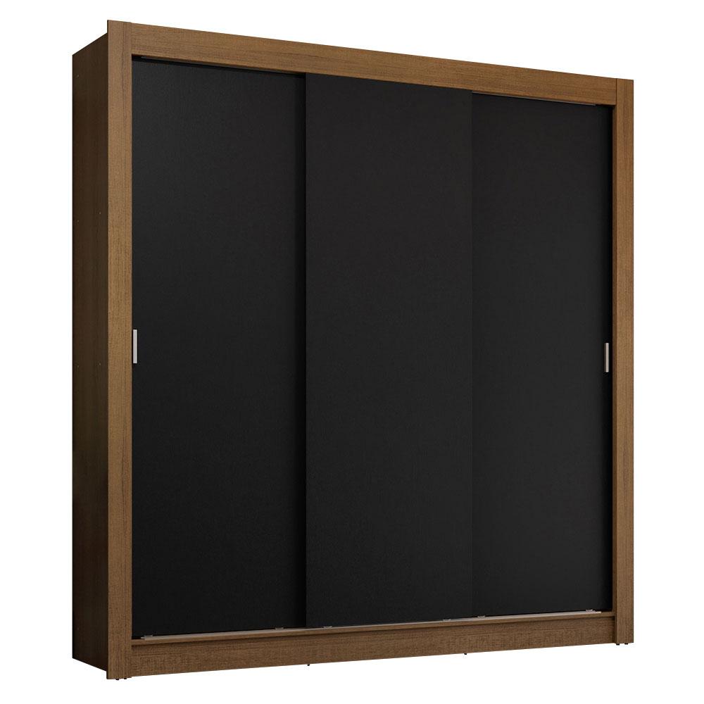 Guarda-Roupa Casal 3 Portas de Correr Rustic/Preto Sublime Plus Madesa