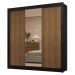 Guarda-Roupa Casal 3 Portas de Correr com Espelho 2 Gavetas Preto/Rustic Sublime Madesa