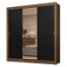 Guarda-Roupa Casal 3 Portas de Correr com Espelho 2 Gavetas Rustic/Preto Sublime Madesa