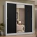 Guarda-Roupa Casal 3 Portas de Correr com Espelho 4 Gavetas Branco/Preto Sublime Plus Madesa
