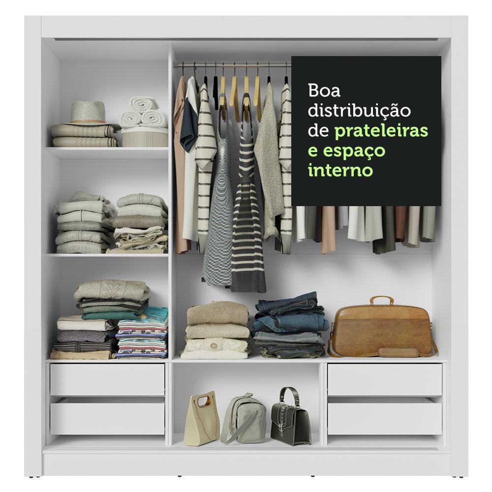Guarda-Roupa Casal 3 Portas de Correr com Espelho 4 Gavetas Branco/Preto Sublime Plus Madesa