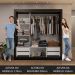 Guarda-Roupa Casal 3 Portas de Correr com Espelho 4 Gavetas Preto/Cinza Sublime Plus Madesa