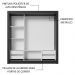 Guarda-Roupa Casal 3 Portas de Correr com Espelho 4 Gavetas Preto/Cinza Sublime Plus Madesa