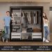 Guarda-Roupa Casal 3 Portas de Correr com Espelho 4 Gavetas Preto/Rustic Sublime Plus Madesa