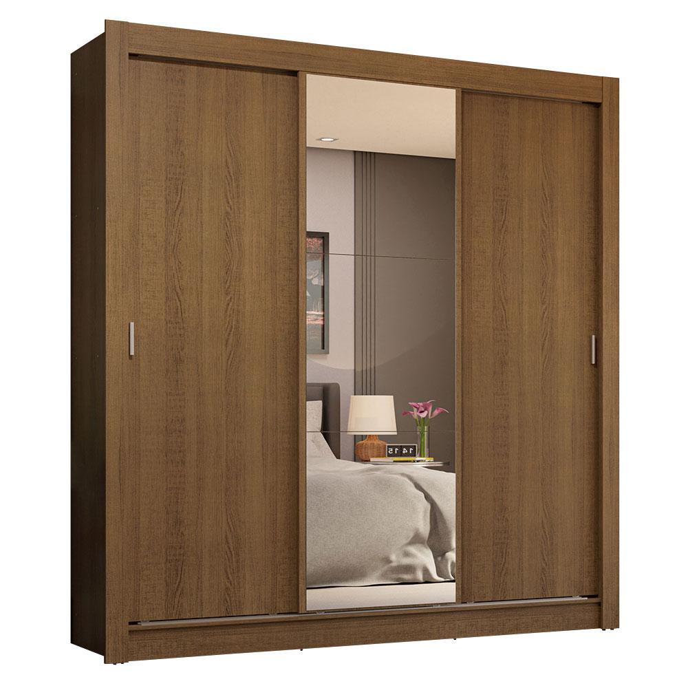 Guarda-Roupa Casal 3 Portas de Correr com Espelho 4 Gavetas Rustic Sublime Plus Madesa