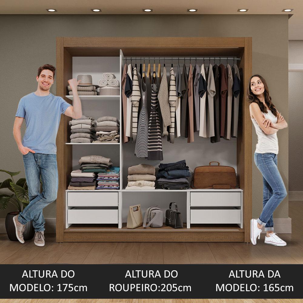 Guarda-Roupa Casal 3 Portas de Correr com Espelho 4 Gavetas Rustic Sublime Plus Madesa