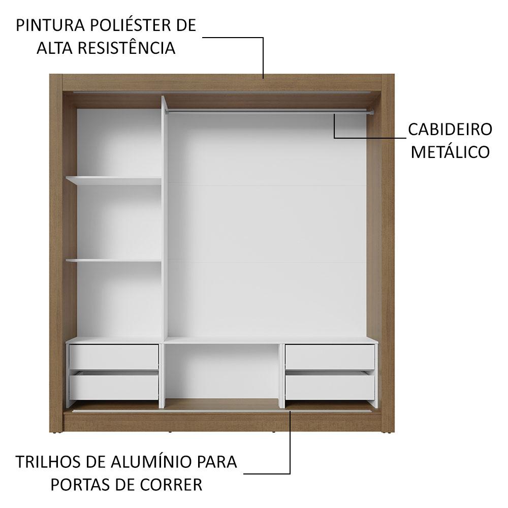 Guarda-Roupa Casal 3 Portas de Correr com Espelho 4 Gavetas Rustic/Preto Sublime Plus Madesa