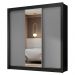 Guarda-Roupa Casal 3 Portas de Correr com Espelho Preto/Cinza Nobre Madesa