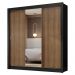 Guarda-Roupa Casal 3 Portas de Correr com Espelho Preto/Rustic Nobre Madesa