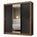 Guarda-Roupa Casal 3 Portas de Correr com Espelho Rustic/Preto Nobre Madesa