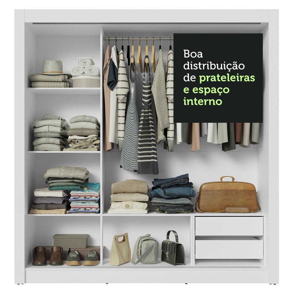 Guarda-Roupa Casal 3 Portas de Correr com Espelhos 2 Gavetas Branco/Cinza Sublime Madesa