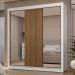 Guarda-Roupa Casal 3 Portas de Correr com Espelhos 2 Gavetas Branco/Rustic Sublime Madesa