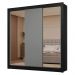 Guarda-Roupa Casal 3 Portas de Correr com Espelhos 2 Gavetas Preto/Cinza Sublime Madesa