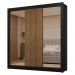 Guarda-Roupa Casal 3 Portas de Correr com Espelhos 2 Gavetas Preto/Rustic Sublime Madesa