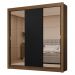 Guarda-Roupa Casal 3 Portas de Correr com Espelhos 2 Gavetas Rustic/Preto Sublime Madesa