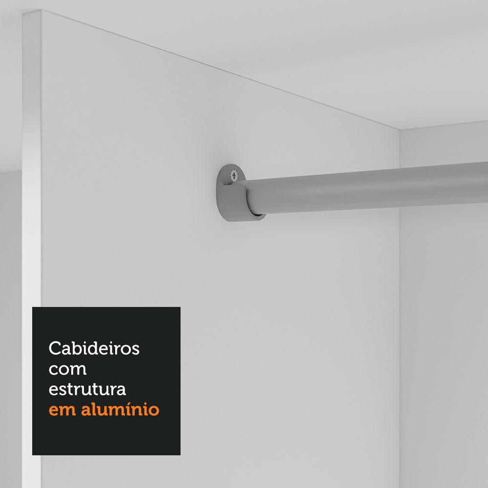 Guarda-Roupa Casal 3 Portas de Correr com Espelhos 4 Gavetas Branco Sublime Plus Madesa