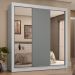 Guarda-Roupa Casal 3 Portas de Correr com Espelhos 4 Gavetas Branco/Cinza Sublime Plus Madesa