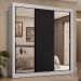 Guarda-Roupa Casal 3 Portas de Correr com Espelhos 4 Gavetas Branco/Preto Sublime Plus Madesa