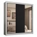 Guarda-Roupa Casal 3 Portas de Correr com Espelhos 4 Gavetas Branco/Preto Sublime Plus Madesa