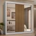 Guarda-Roupa Casal 3 Portas de Correr com Espelhos 4 Gavetas Branco/Rustic Sublime Plus Madesa